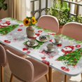 thumbnail image 3 of Grey Christmas Table Cloths for 8 Foot Rectangle Tables, Snowman Xmas Tree Ball Snowflake Patio Waterproof Elastic Fitted Tablecloths, Washable Rectangular Table Cover for Camping, 3 of 8