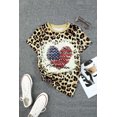 thumbnail image 2 of ABPHQTO Camiseta con estampado gráfico de corazón de la bandera estadounidense de leopardo para mujer, 2 of 5