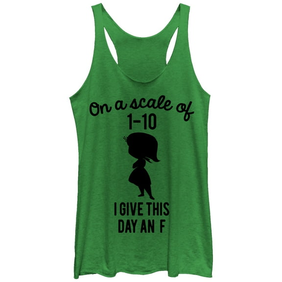Women's Inside Out Disgust I Give This Day an F  Racerback Tank Top Envy Green Small