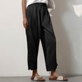 thumbnail image 6 of Women Casual Lightweight Drawstring Elastic Waist Cropped Pants with Pockets Black 2XL, 6 of 6