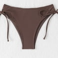 thumbnail image 4 of Bathing Suit for Women Halter Ring Linked Tie Side Bikini Sets Two Piece Swimsuit (Brown,S), 4 of 6