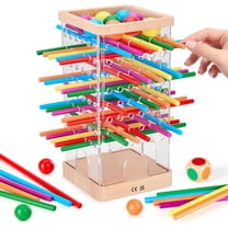 Vggrvlo Wooden Stick Game 42 Colorful Sticks Dice Games for Ki-ds 3-6 Years Kerplunk Family Games for Ki-ds and Adults