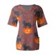 thumbnail image 1 of Tops Para Mujer Elegantes Blusas Casuales Camisas de Moda de Manga Corta Con Cuello en V Uniforme de Trabajo Estampado de Festivales Con Bolsillo Odeerbi ODB170769, 1 of 4