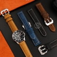 thumbnail image 4 of Correa de reloj de cuero Crazy Horse esmerilado de 20 mm y 22 mm para Casio Swordfish MDV-106/107 EFR-303L/304 MDV106, color marrón y caqui, 4 of 5