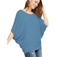 thumbnail image 3 of Made by Johnny Women's Scoop Neck Half Sleeve Batwing Dolman Top L DENIM, 3 of 6