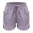 thumbnail image 3 of Abcnature Plus Size Shorts, Womens Athletic Shorts, Women Summer Drawstring Elastic Waist Casual Solid Shorts, Short, Comfy Beach Shorts, Yoga Pants, Cycling Sport Shorts Purple S, 3 of 4