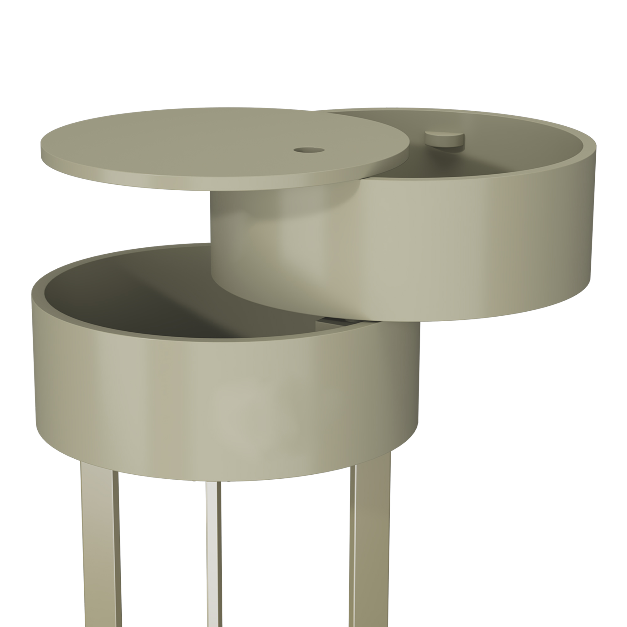 HLR Modern Round Nightstand Set of 2 with Drawer, 2-Tier End Table for Living Room, Bedroom, Green