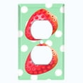 thumbnail image 2 of Metal Light Switch Plate Cover Ripe Red Strawberry Green Polka Dots FUT006, 2 of 13