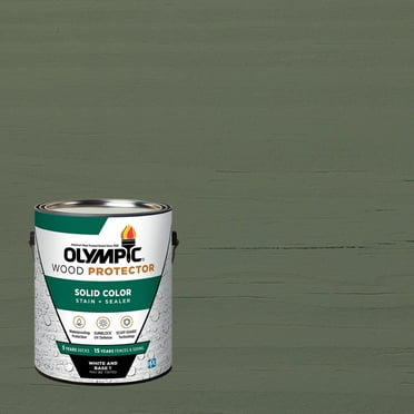 Olympic 1 Gallon SC-1080 Steely Sea Exterior Solid Wood Protector Stain Plus Sealer in One