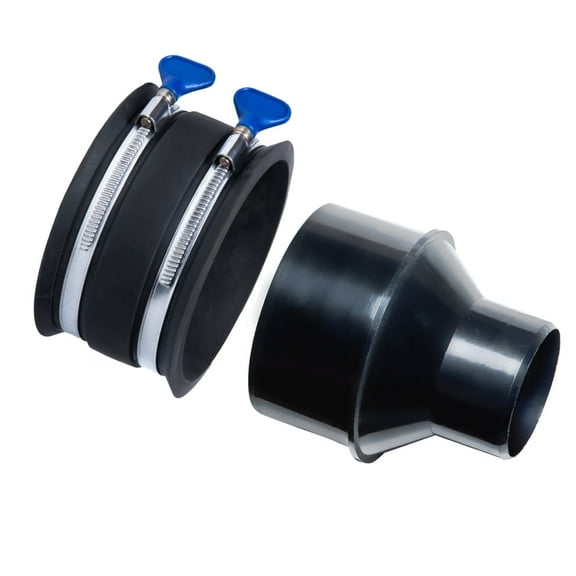 POWERTEC 4 Inch to 2-1/2 Inch Reducer and 4" Dust Control Flex Cuff with Stainless Steel Key Hose Clamps, Dust Collection Fitting for Woodworking Dust Collection Hose and Dust Ports, 70423N