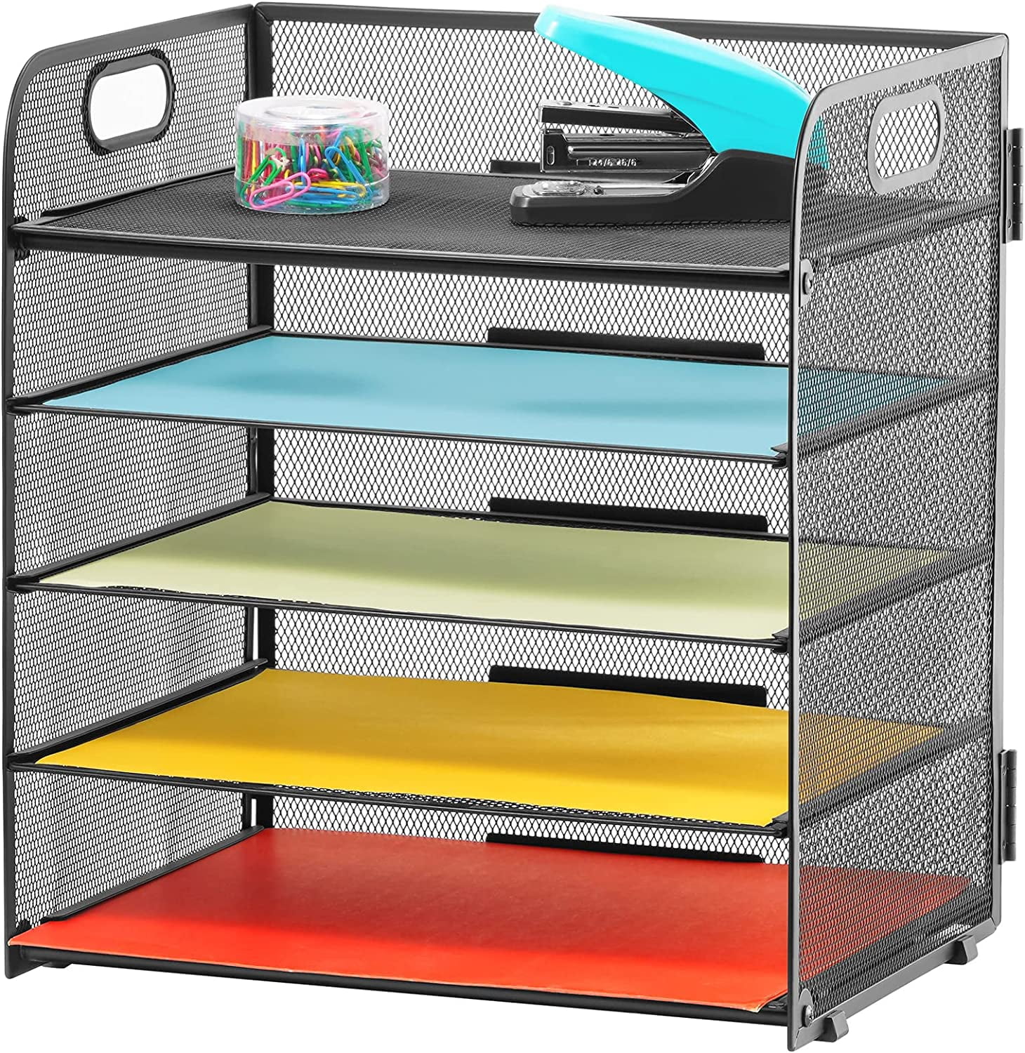 Danhaei Paper Letter Tray Organizer 6 Tier Mesh File Organizer with Handle, Paper Sorter