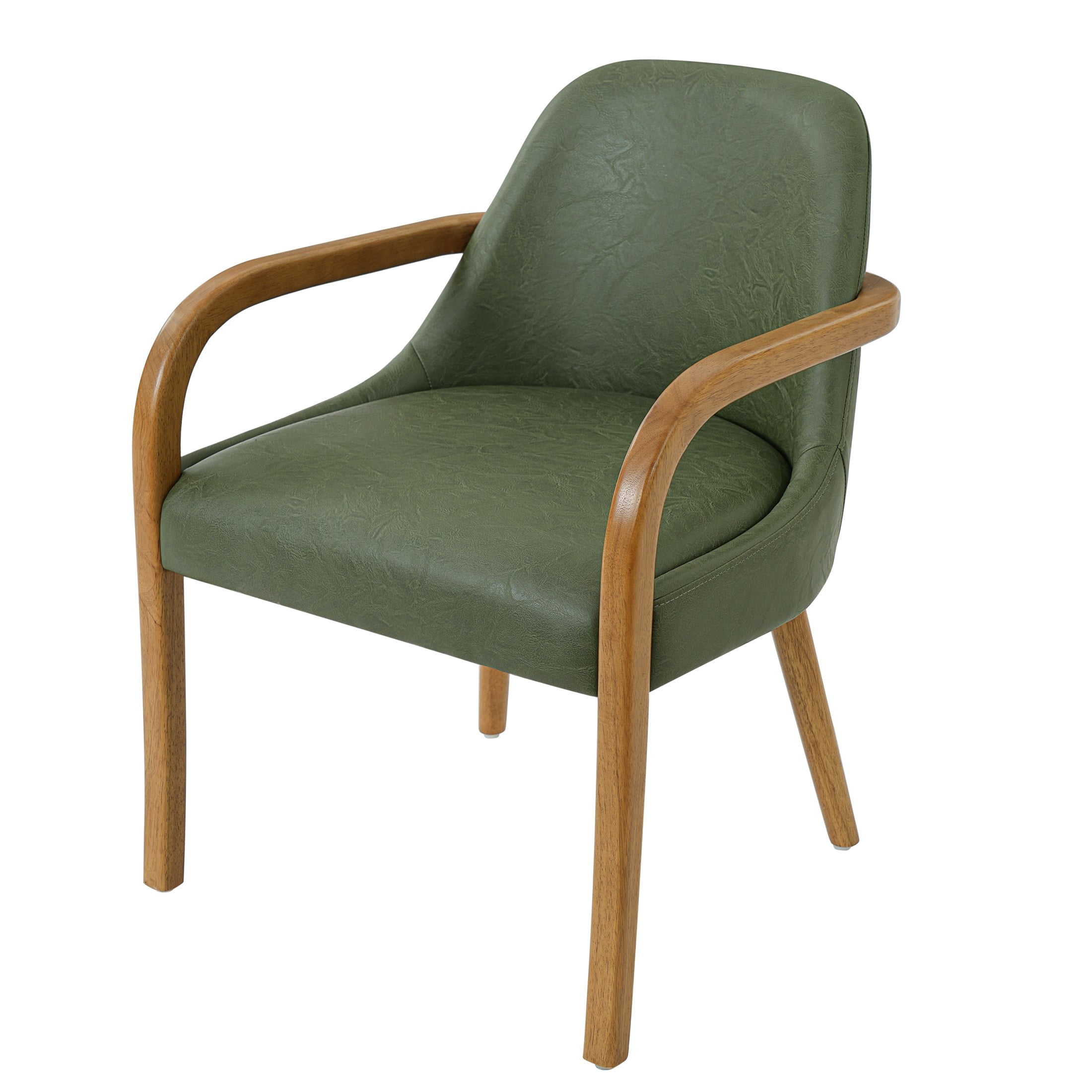 Christopher Knight Home Mid-Century PU Upholstered Dining Chairs with Wood Legs, Green, Set of 2