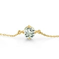 thumbnail image 2 of Gem Stone King 18K Yellow Gold Plated Silver Green Prasiolite Solitaire Bracelet for Women (0.80 Cttw, Round Cut 6MM), 2 of 3
