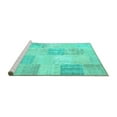 thumbnail image 2 of Ahgly Company Machine Washable Indoor Square Patchwork Turquoise Blue Transitional Area Rugs, 3' Square, 2 of 4