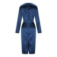 thumbnail image 6 of YueHuiYing Women's Elegant Satin Dress Long Sleeve Fitted Crew Neck Tie-up Back Fall Satin Waist-Defining Dresses, 6 of 7