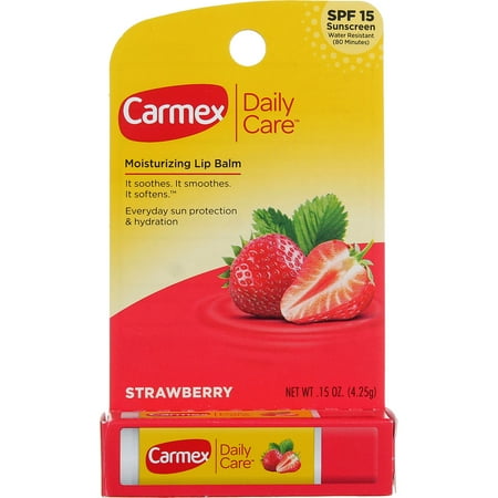 Carmex Click-Stick Moisturizing Lip Balm SPF 15 Strawberry 0.15 oz (Pack of 3)