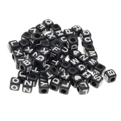 12 Pack: 1/2lb. Black Square Alphabet Beads by Creatology - 6.5mm