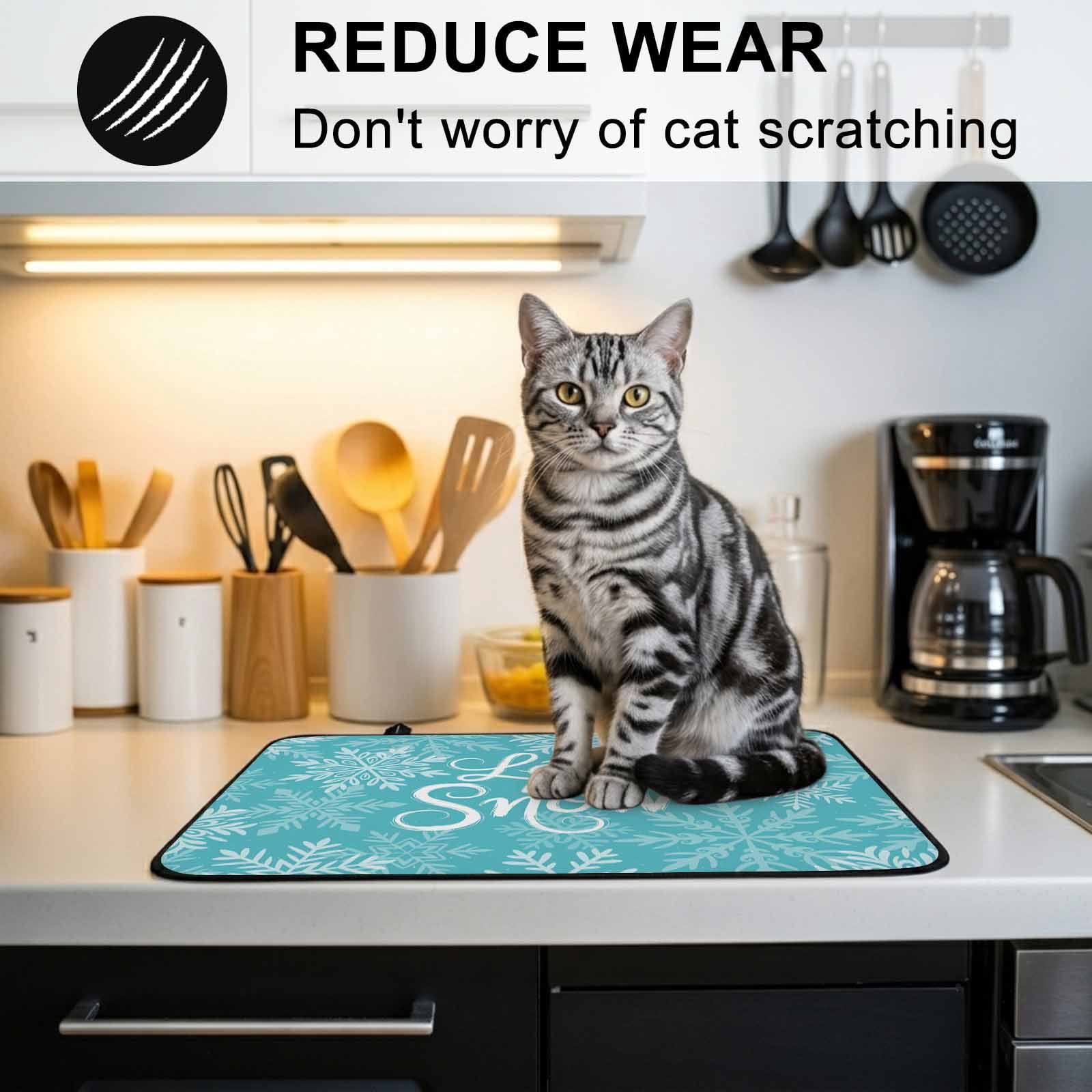 Turquoise Christmas Stove Top Cover for Electric Stove, Heat-proof & Non Slip Glass Top Stove Cover Protector, Winter White Snowflakes Patterned Kitchen Flat Cooktop Rubber Mat 24x21 Inches