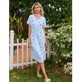 thumbnail image 3 of Ekouaer Nightgowns for Women Bamboo Viscose Long Night Gown Short Sleeve Moo Moos V Neck Sleep Shirts Pleated House Dress, 3 of 6