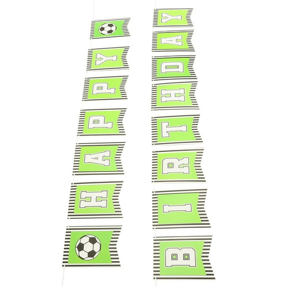 GOOHOCHY  Banner Decorations Soccer Paper Happy Birthday Banners Green