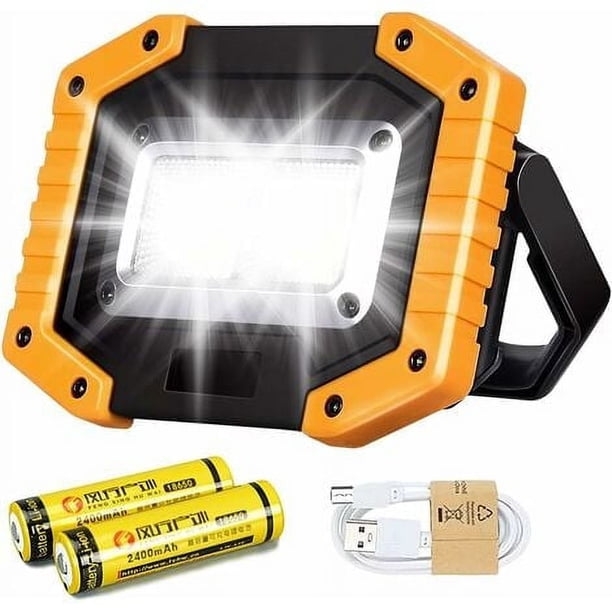 Luz de trabajo LED de 30 W, recargable, superbrillante, 2000 LM, portátil, para exteriores, con batería, luz de seguridad, USB, resistente al agua, para garaje, camping, senderismo, pesca, barbacoa