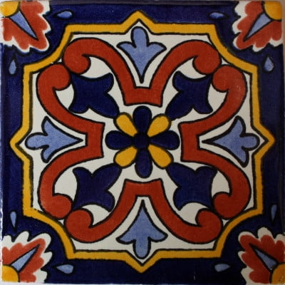 4.2x4.2 9 pcs Concha Flower Talavera Mexican Tile 