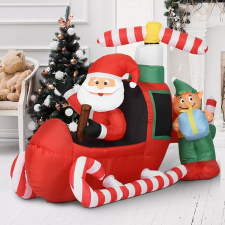 - Costway 6' Christmas Decoration Inflatable Santa Claus Flying Airplane Lighted Outdoor