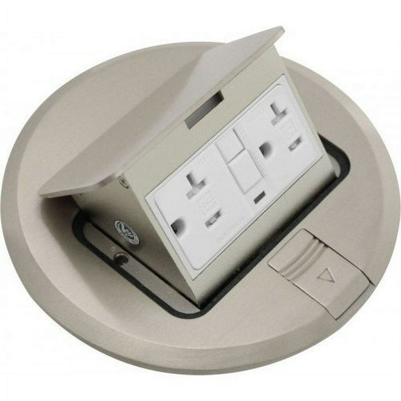 Orbit Industries FLBPU-G-R-C-SS Round Pop-up Floor Box Cover with Cooper GFCI Receptacle, Tamper Resistant, Stainless Steel