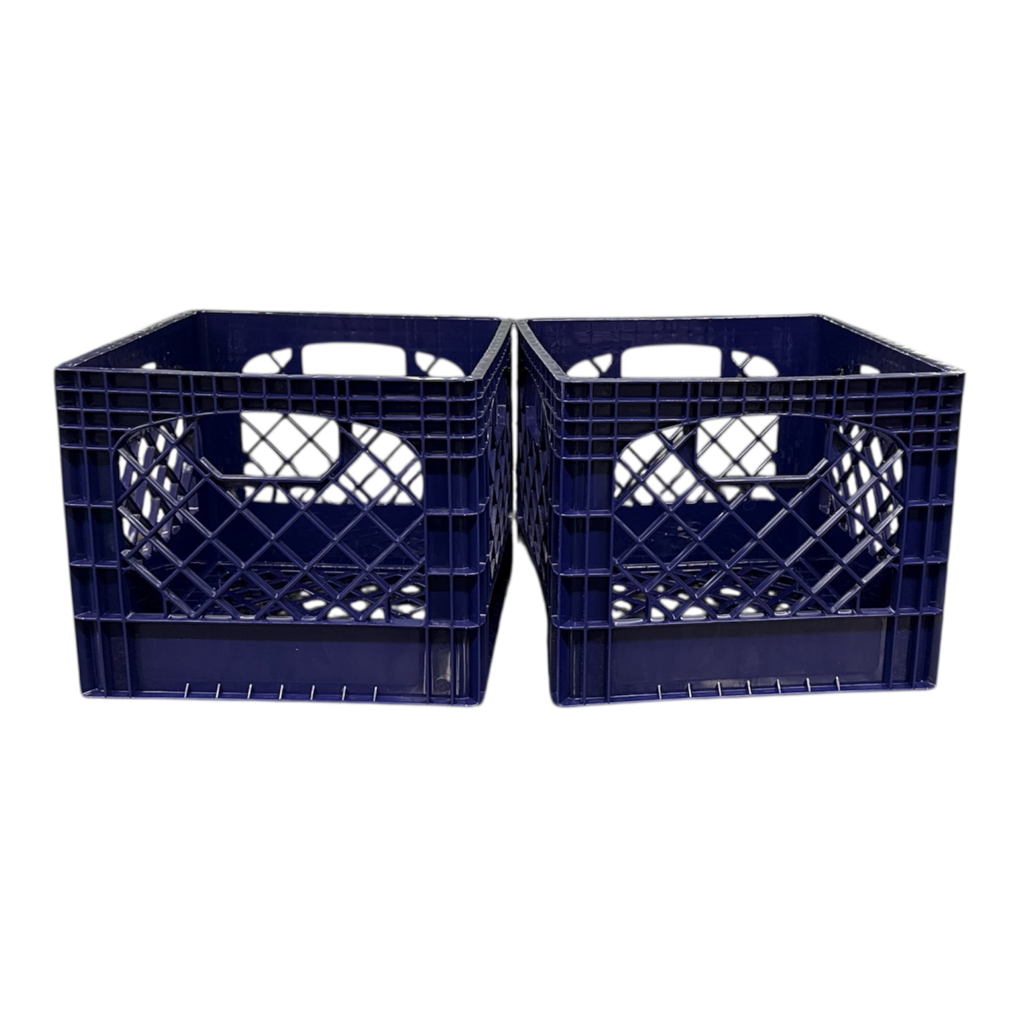 (2 pack) Juggernaut Storage 16QT Heavy-Duty Plastic Square Milk Crate Purple