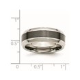 thumbnail image 3 of Mens Stainless Steel Wedding Band Ring with Brushed Black Ceramic Center, 3 of 5