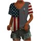 thumbnail image 3 of Tops Cortos para las Mujeres Día de la Independencia Patriótica Impreso Cuello en V, Manga Corta Top Casual para Diario, Fiesta Y Todas las Estaciones, 3 of 5
