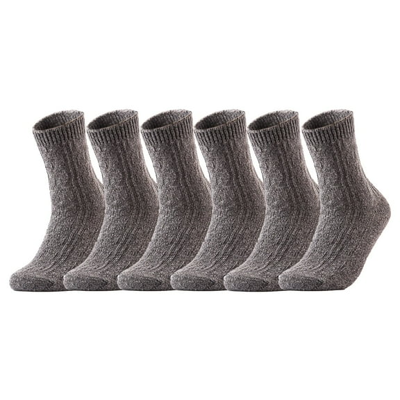 Women's 6 Pairs Ultralight Extra Comfortable Cozy Wool Crew Socks. Sweat Absorbent Great Activewear Size 6-9 HR1613Grey