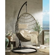 Vasant Patio Swing Chair with Stand, Fabric & Wicker (1Set/3Ctn) 45082