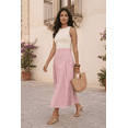thumbnail image 6 of Moomaya Women’s 100% Cotton Midi Skirt | High Waist Panelled A-Line Flared Skirt with Side Gathers | Soft Breathable Summer Casual Wear, 6 of 6
