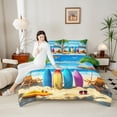 thumbnail image 4 of Manfei Sea Surfing 3pcs King Size Comforter Sets,Ocean Beach Bedding Comforter Set,Summer Holiday Bedding Set,Lightweight Tropical Room Decoration,Reversible, 4 of 8