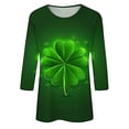 thumbnail image 5 of Diufon T-Shirts de la Saint-Patrick pour Femmes, Grande Taille, Imprimé Trèfle, Manches 3/4, Col Rond, 5 of 5