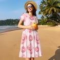 thumbnail image 4 of Daiia Pigs Head And Donuts Print Women's Dresses 2025 Trendy Short sleeve Dresses Casual Baggy Flowy Maxi Sun Dresses, 4 of 6