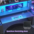thumbnail image 4 of Gaming Desk with LED Lights, Large PC Gamer Desk Workstation with 8 Drawers and Storage Shelves, 4 of 8
