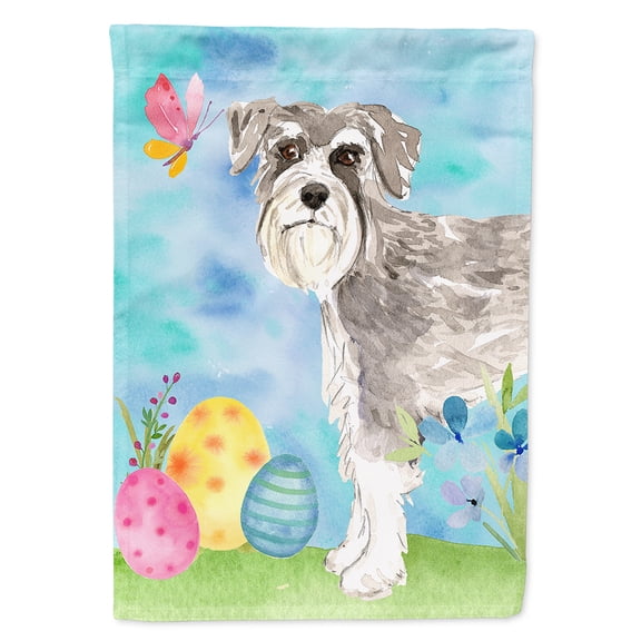 Carolines Treasures CK1903CHF Easter Eggs Schnauzer 1 Flag Canvas House Size  Large multicolor
