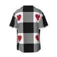 thumbnail image 2 of Disketp Men's Hawaiian Heart Black Buffalo Plaid Gingham Print Shirts Button Down Holiday Beach Shirts-XX-Large, 2 of 7