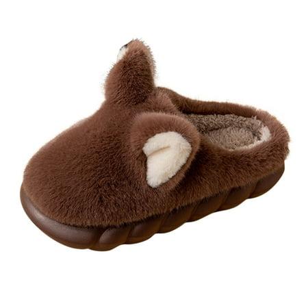 

Winter Couples Men Warm Home Baotou Plush Soft Bottom Comfortable Cat Ears Solid Color Flat Cotton Slippers Mens Boot Slipper