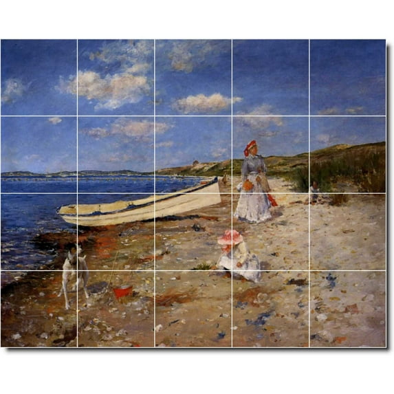 Ceramic Tile Mural-William Chase Waterfront Painting 407. 30" w x 24" h using (20) 6 x 6 ceramic tiles