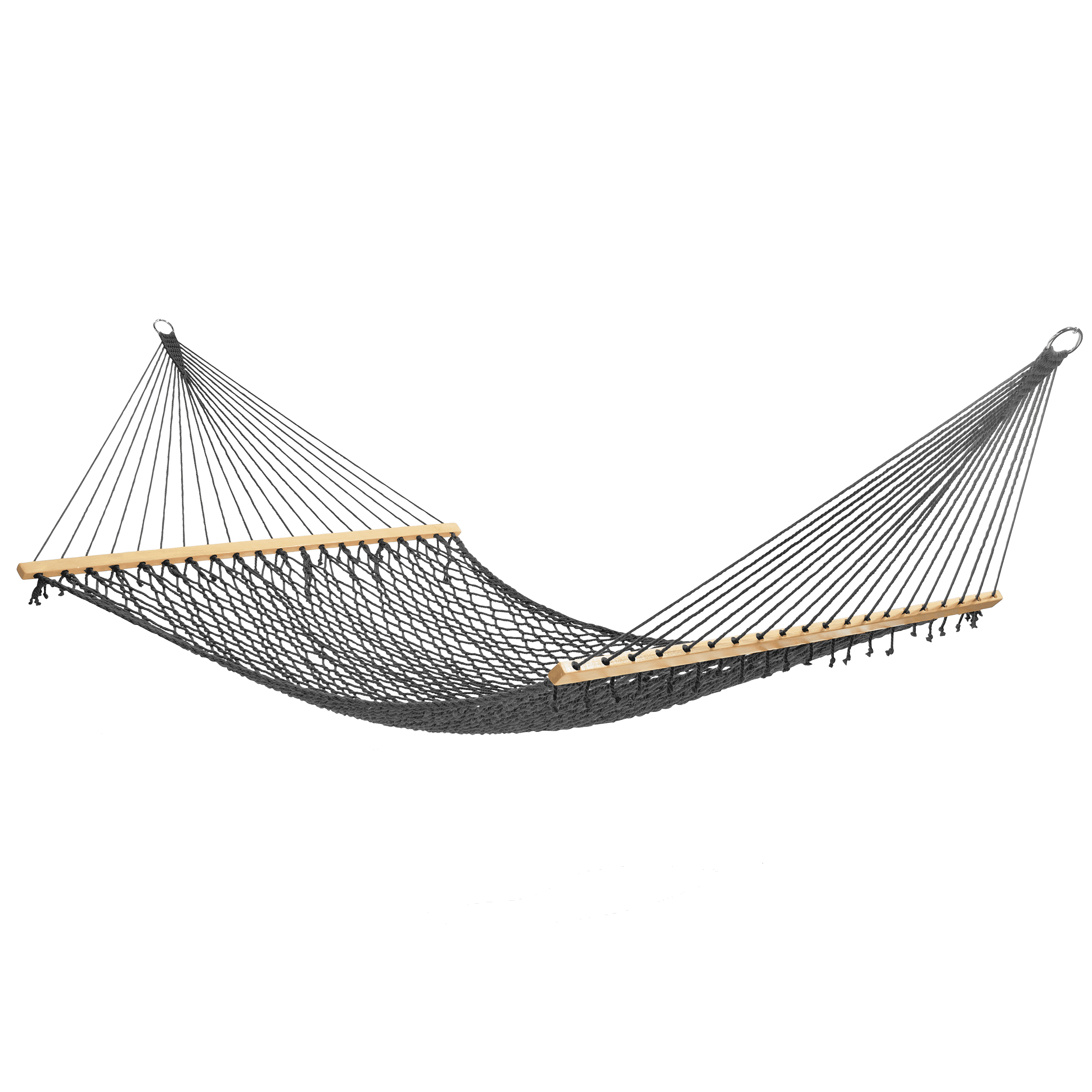 Fab Habitat 12 -14 ft Adjustable Quick Dry Recycled Polyester Rope Hammock, Fade Resistant, 2 Person Indoor/Outdoor (460lbs Capacity) for Patio, Poolside, Backyard, Garden, Balcony, Miami - Charcoal