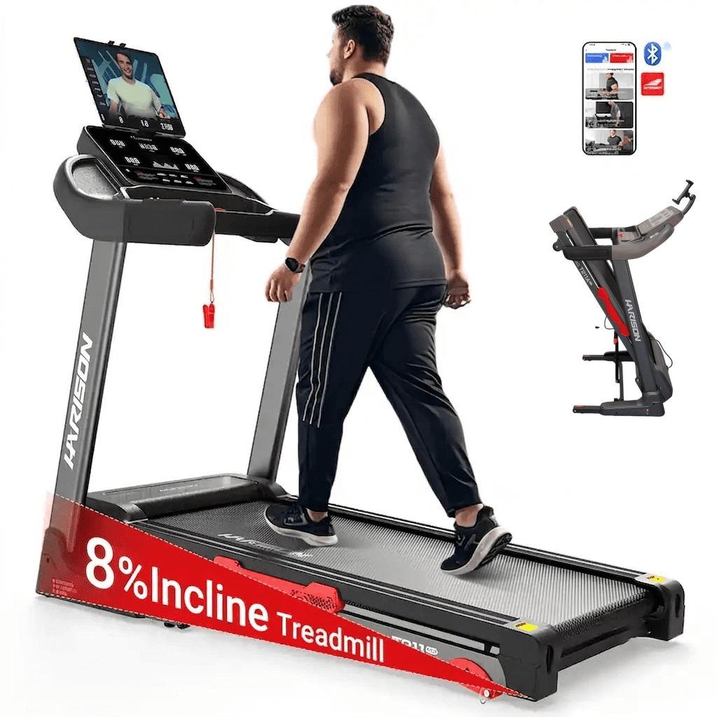 HARISON Foldable Treadmill with Incline, Heavy-Duty Treadmills 320lb Capacity, Running Machine for Home with HARISON Bluetooth & Adjustable Tablet Stand, 90% Pre-assembled, 40 Preset Program