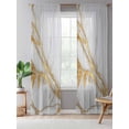 thumbnail image 5 of Sheer Curtains 108 Inches Long, White Yellow Marble Semi Sheer Curtains Light Filtering Window Treatment, Ink Painting Modern Art Privacy Voile Drapes for Living Room Bedroom 52x108 Inch, 5 of 7