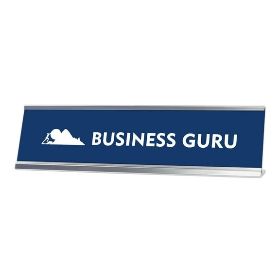 Business Guru, mountain Silver Frame, Desk sign (2x8”)