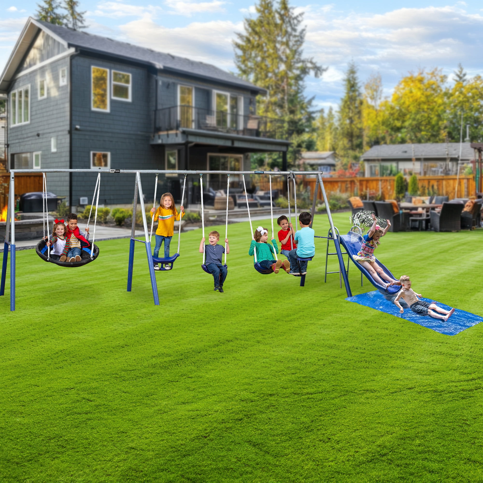 XDP Recreation Fun Always Outdoor Playground, Water Slide, Super Disc Swing