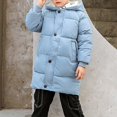 thumbnail image 4 of Edvintorg Winter Jackets for Boys Fashion New Solid Color Long Sleeve Hooded Warm Long Down Jacket Coat Kids Clothes Girls 3-9 Years Children Outerwear with Zipper, 4 of 5