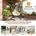 thumbnail image 5 of Foldable Rattan Egg Hammock Chair with Stand - Indoor/Outdoor Swing Chair with Iron Frame, Cushion & Headrest,Brown+Beige, 5 of 18