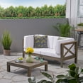 thumbnail image 6 of GDF Studio GDF Studio Keith Outdoor Acacia Wood Sectional Loveseat with Coffee Table, Gray and White, 6 of 8
